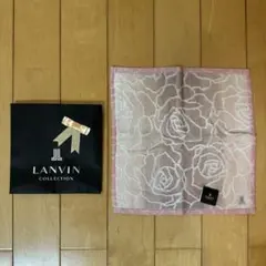 【新品】LANVIN バラ ハンカチ ピンク 約28×28㎝のサムネイル