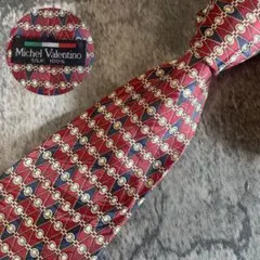 AN656 Michel Valentino レッド シルク ネクタイ
