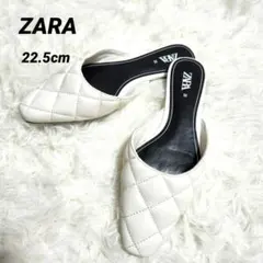 ZARA ホワイト キルティング ミュール 35 フラットサンダル 22.5