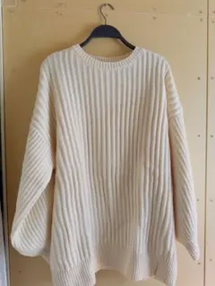 RODEO CROWNS クリーム色 リブ編みニットワンピ