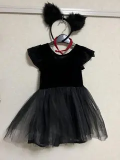 ☺︎お値下げしました☺︎ 黒猫 コスプレ衣装 120サイズ 耳飾り付き