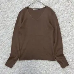 〝サロンドモニーク〟Vネックリブニット　ブラウン 秋冬素材 38