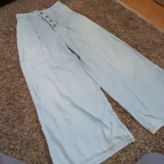 ブルー ワイドパンツ