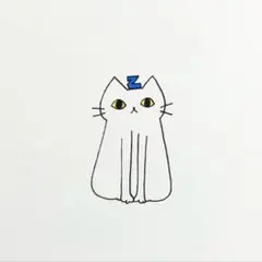 【1017】【白猫の絵】オリジナル手描きアナログイラスト原画　自作創作アート作品