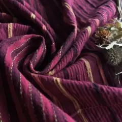 ラスト❣️綿麻先染めストライプ ステッチ入りしぼ感 幅150×170cm