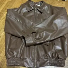 ブラウン レザージャケット ジップアップ