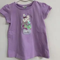 any FAM パープル　ウサギ　くまビーズ　Tシャツ 120