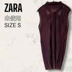 【未使用】 ZARA ボウタイ リボン シアー ノースリーブ ブラウス シャツ