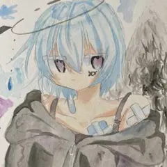 オリジナル　手書き　イラスト　水彩画　色紙　アナログ