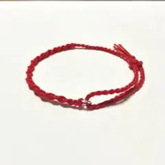 レッド×シルバー ミサンガ｜シンプル ブレスレット・アンクレット