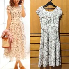 リランドチュール　前後2wayワンピース　編み上げワンピース　フラワーワンピ　白