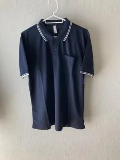 ネイビー ポロシャツ ホワイトストライプ 左胸ポケット