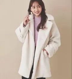 31 Sons de mode ボア チェスター コクーン コート 白