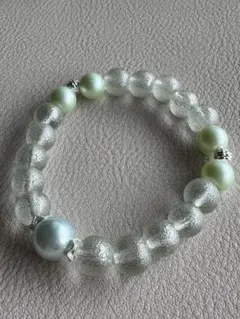 ガラスビーズとパールのブレスレット 17cm