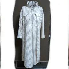 INGNIホワイトストライプ シャツワンピース 長袖