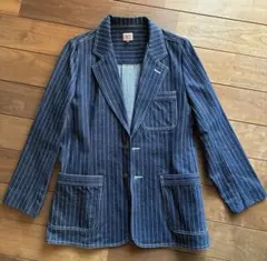 デニム　ストライプジャケット　カバーオール　M