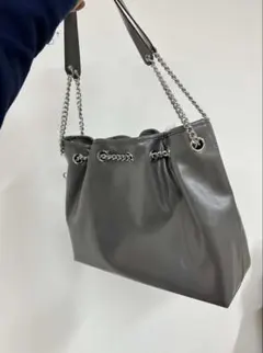 「最終値下げ」COACH CCZ79 グレー レザー チェーンショルダーバッグ