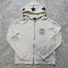 PSG パリサンジェルマン ジップパーカー 星柄 バックプリント 白 M L相当