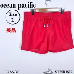 ★美品★ オーシャンパシフィック ショートパンツ レッド ウエストゴム付 L