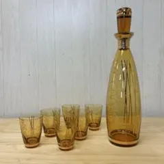 ボヘミアガラス デキャンタ グラス6客セット チェコ製 金彩