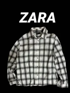 ZARA オーバーサイズ　オンブレチェック柄 長袖ネルシャツ