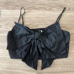 リボン付きブラッククロップトップ 4P