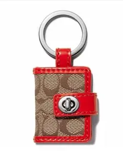 極美品 COACH シグネチャー キーリング キーホルダー ターンロック レッド