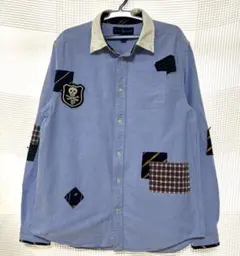 POLO RALPHLAUREN／長袖／シャツ／ドクロ／ブルドッグ／パッチワーク