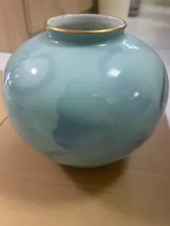 ​【有田焼】深川製磁 ブルーフラワー 秋型6号花生 花瓶