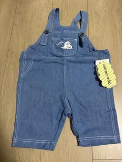 しまむら　デニムブルー オーバーオール シール刺繍