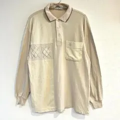 【マンシングウェア】ポロシャツ コーデュロイ異素材 長袖 刺繍ロゴ 綿100%L