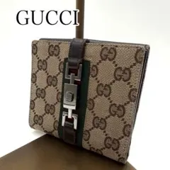 美品　GUCCI GGキャンバス 二つ折り財布　ジャッキー　シェリー　イタリア製