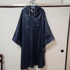 ネイビー ツバ付きレインコート レインポンチョ 反射材付き