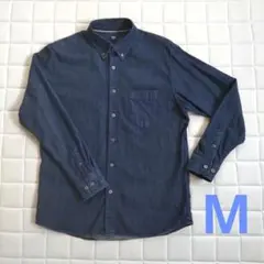 【美品】ユニクロ デニムシャツ ボタンダウン 長袖 メンズ M