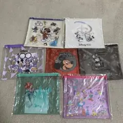 全7種セット フラットポーチ Happyくじ ディズニー100 E賞