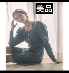 美品 ROYAL PARTY パワショルミニワンピース (グリーン)