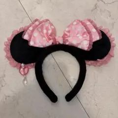 イヤリングカチューシャ　ミニー　ピンク　レース　リボン　ハート