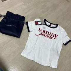 tommy スリムスクリプトリンガーTシャツ　 短丈　白y2k swagのサムネイル