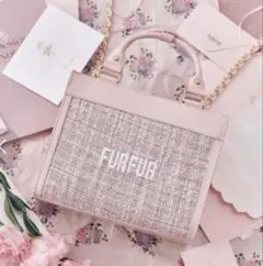 FURFUR ツイードロゴトートバッグ ピンク タグ付き