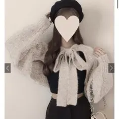 前後2wayビッグリボンクロップド丈ニットボレロ[kz201]