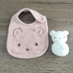 familiar パイル地　スタイ ピンク　クマ　マスコット付