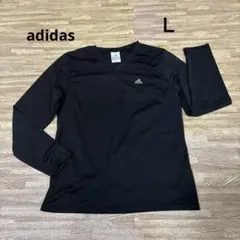adidas 長袖　Vネック　Tシャツ ブラック　スポーツウェア　ランニング