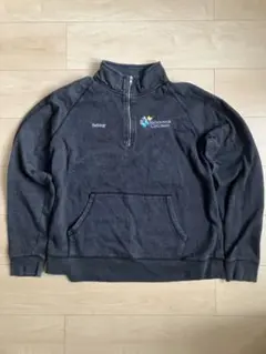 アメリカ古着 ダークグレー ハーフジップスウェット