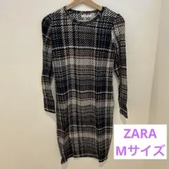 ZARA チェック柄 長袖ワンピース Mサイズ