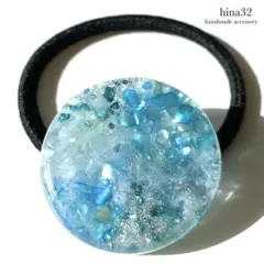 NO.2035 ハンドメイド 大人マーブル レジンヘアゴム／大ぶり3.5㎝