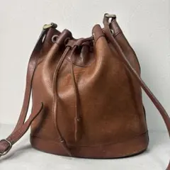 BURBERRY ショルダーバッグ 巾着 ブラウン レザー ノバチェック ロゴ