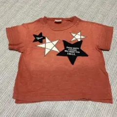 BREEZE キッズ100cmスターワッペンTシャツ　オレンジ　星　半袖Tシャツ