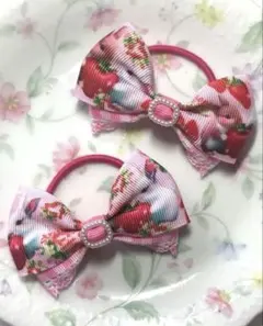 ハンドメイド　キッズ　リボンヘアゴム　2点セットNo.30