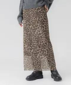 新品タグ付　coca スカート レオパード柄メッシュタイトスカート レディース