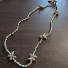 ハンドメイド 貝殻 フラワーモチーフ ネックレス